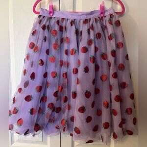 Unique Vintage Flare Skirt lavender with sparkly strawberries